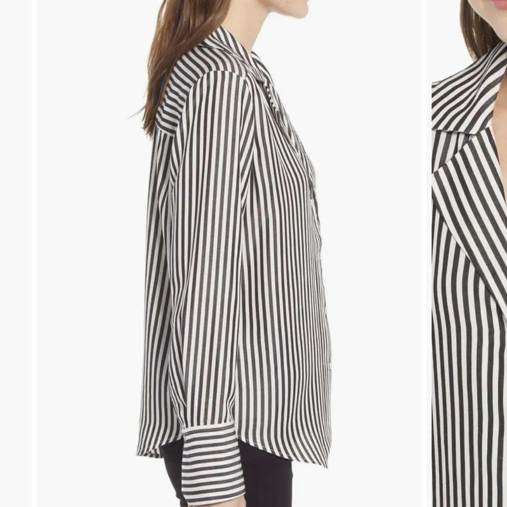 PAIGE Elora Stripe Button-Down Black and White Blouse - Picture 3 of 12